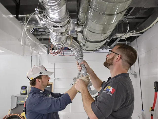 North Smithfield Air Duct Cleaning technician performing thorough AC duct cleaning in North Smithfield